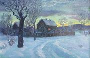 Otto Hennig Kald vinteraften oil painting